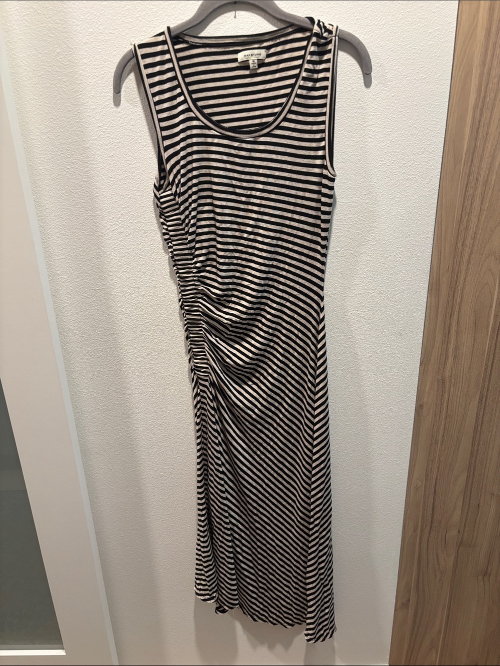 Max Studio Black & White Striped Sleeveless Maxi Dress